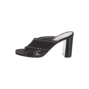 Saint Laurent Loulou 70 Grommet Suede Mules - 37.5 - Black